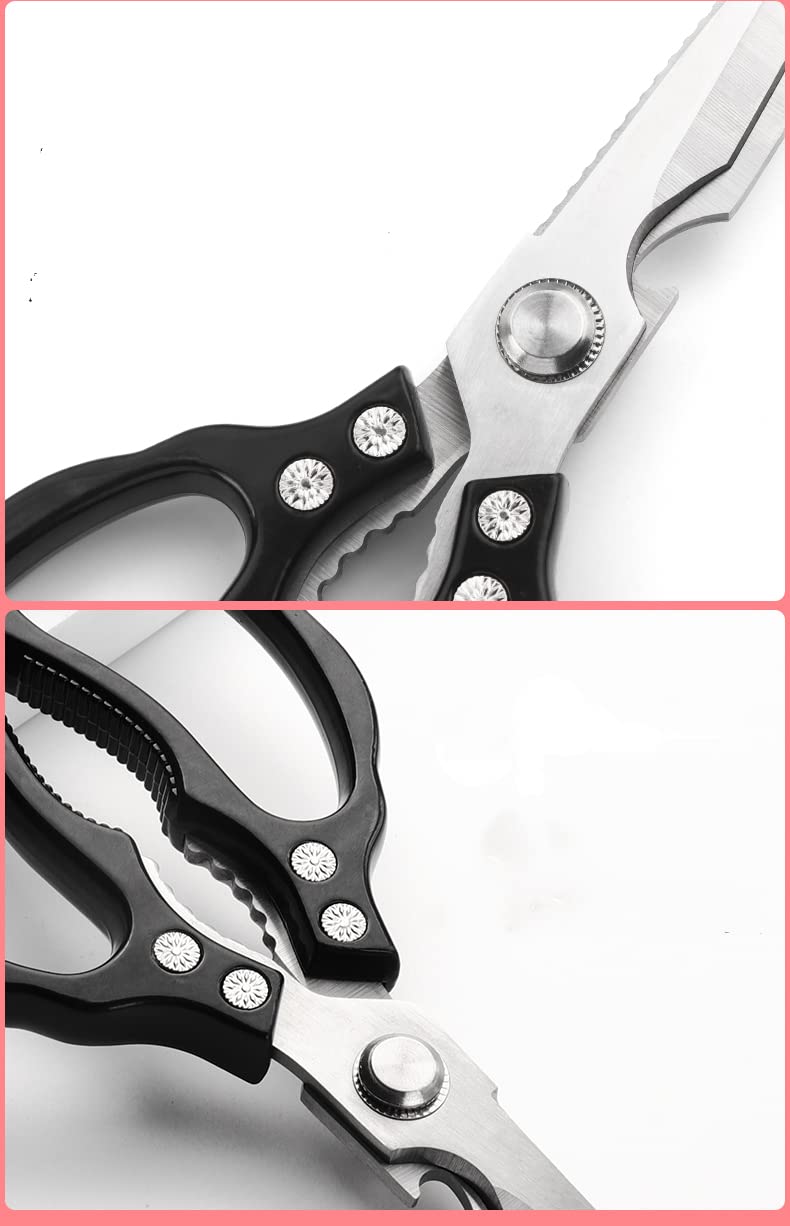 AWinjoy Kitchen Scissors  Heavy Duty Sharp Kitchen Shears Dishwasher Safe  Kitchen Accessories Cooking Shears for Kitchen Meat Chicken Fish Poultry Herb Bread (Black) - Image 5